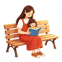 亲子阅读插画素材