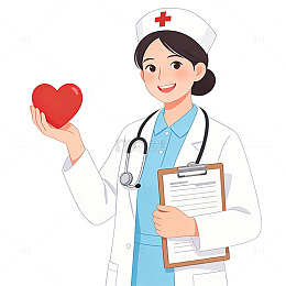 卡通护士托爱心元素