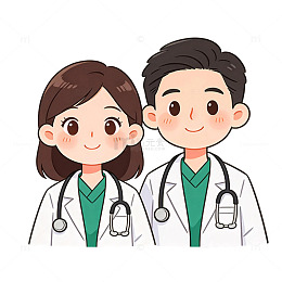 Q 版医护双人形象元素