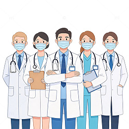 卡通医护团队群像元素