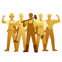 金色工人团队剪影元素