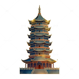 古风宝塔建筑插画