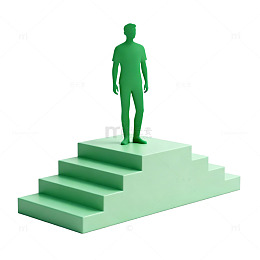 绿色人物阶梯成功象征