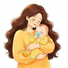 温馨母婴插画母子相拥
