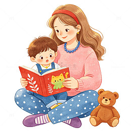 亲子阅读插画