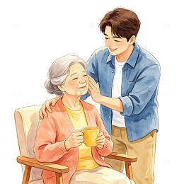 亲情温馨插画关爱老人