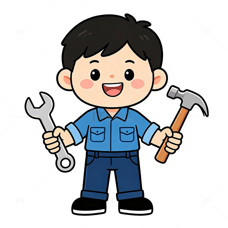卡通修理工人物插画素材