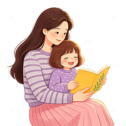 亲子阅读温馨插画