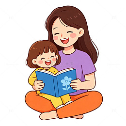 亲子阅读卡通插画