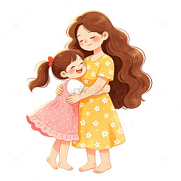 母女插画卡通素材