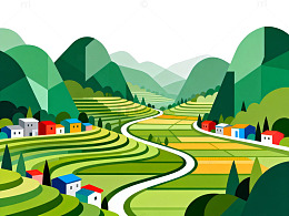 田园风光乡村插画