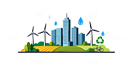 城市环保插画