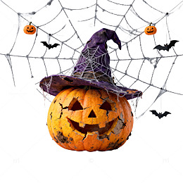 万圣节南瓜灯巫婆帽装饰图片