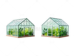 玻璃温室插画设计图