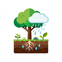 简约树木降水生长图
