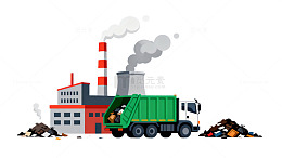工业污染垃圾车卡通插图