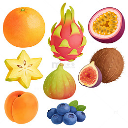 水果主题卡通扁平风格装饰元素立体