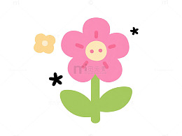卡通风花朵插画设计素材