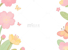 春日花卉蝴蝶插画背景