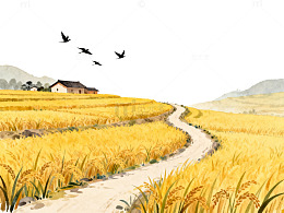 田园风光秋收景象插画