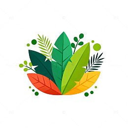 多彩叶子平面设计素材