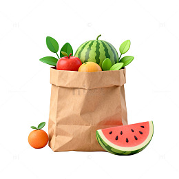 纸袋水果插画