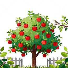 田园风苹果树插画