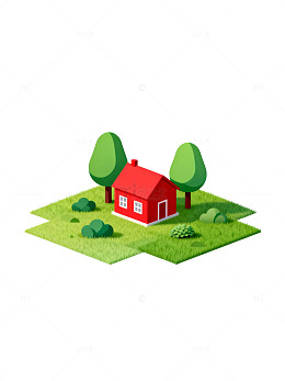 田园风光小屋插画