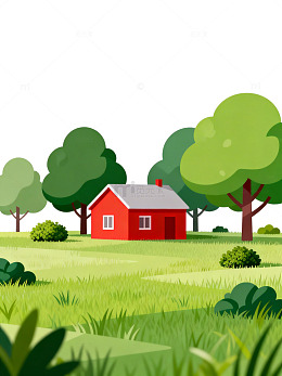 卡通田园风光插画