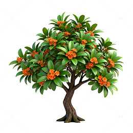 卡通风格开花树矢量素材