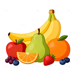 卡通水果静物插画