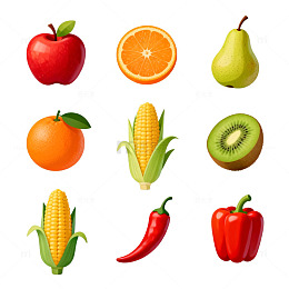 卡通水果蔬菜矢量插画集