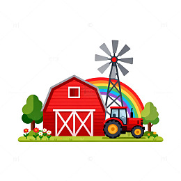 卡通农场风景矢量素材