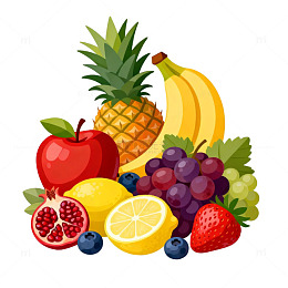 卡通水果组合插画