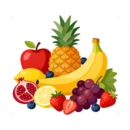 卡通水果拼盘插画