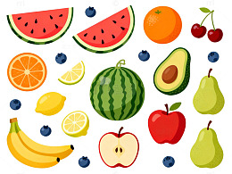 彩色水果插画设计素材