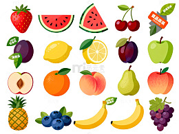 多彩水果插画设计素材