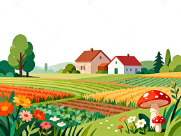 田园风光插画素材