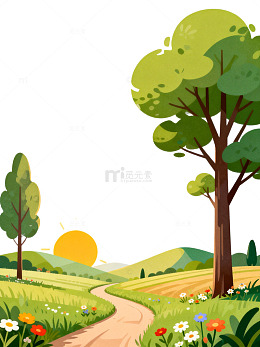 田园风景插画风格矢量素材