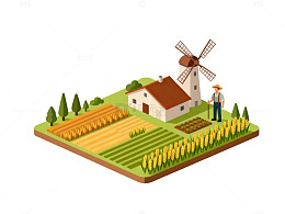 田园风光农场插画