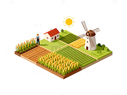 田园风光插画设计元素