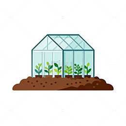 卡通温室种植插画