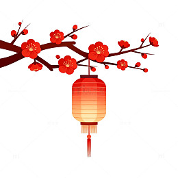 中国风灯笼梅花插画