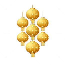 金色灯笼喜庆节日装饰图案