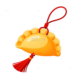 传统中国风金色福袋挂饰插画