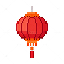 像素风中国红灯笼装饰图案
