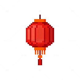 像素红灯笼装饰图案设计元素