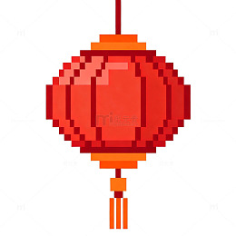 像素风中国传统红灯笼装饰图案