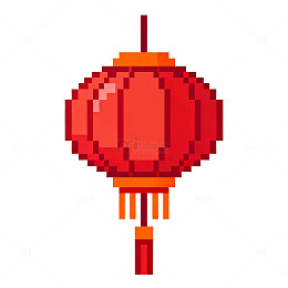 像素风格中国红灯笼图案设计素材