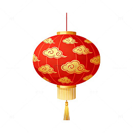 中国风红色祥云灯笼装饰元素